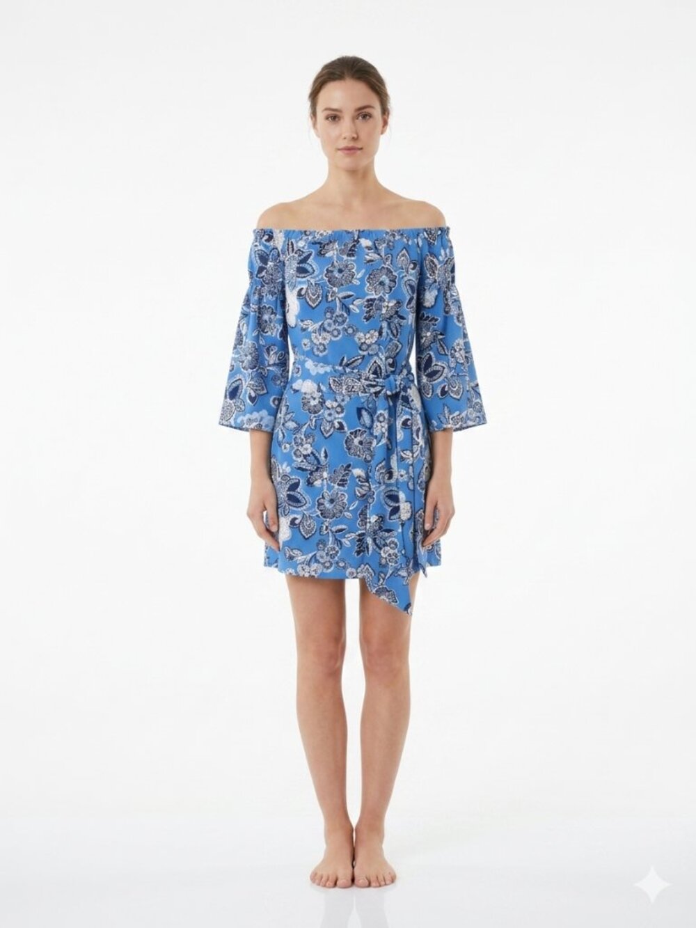 Laundry by Design Dress Blue White Floral Mini Coquette S NWT